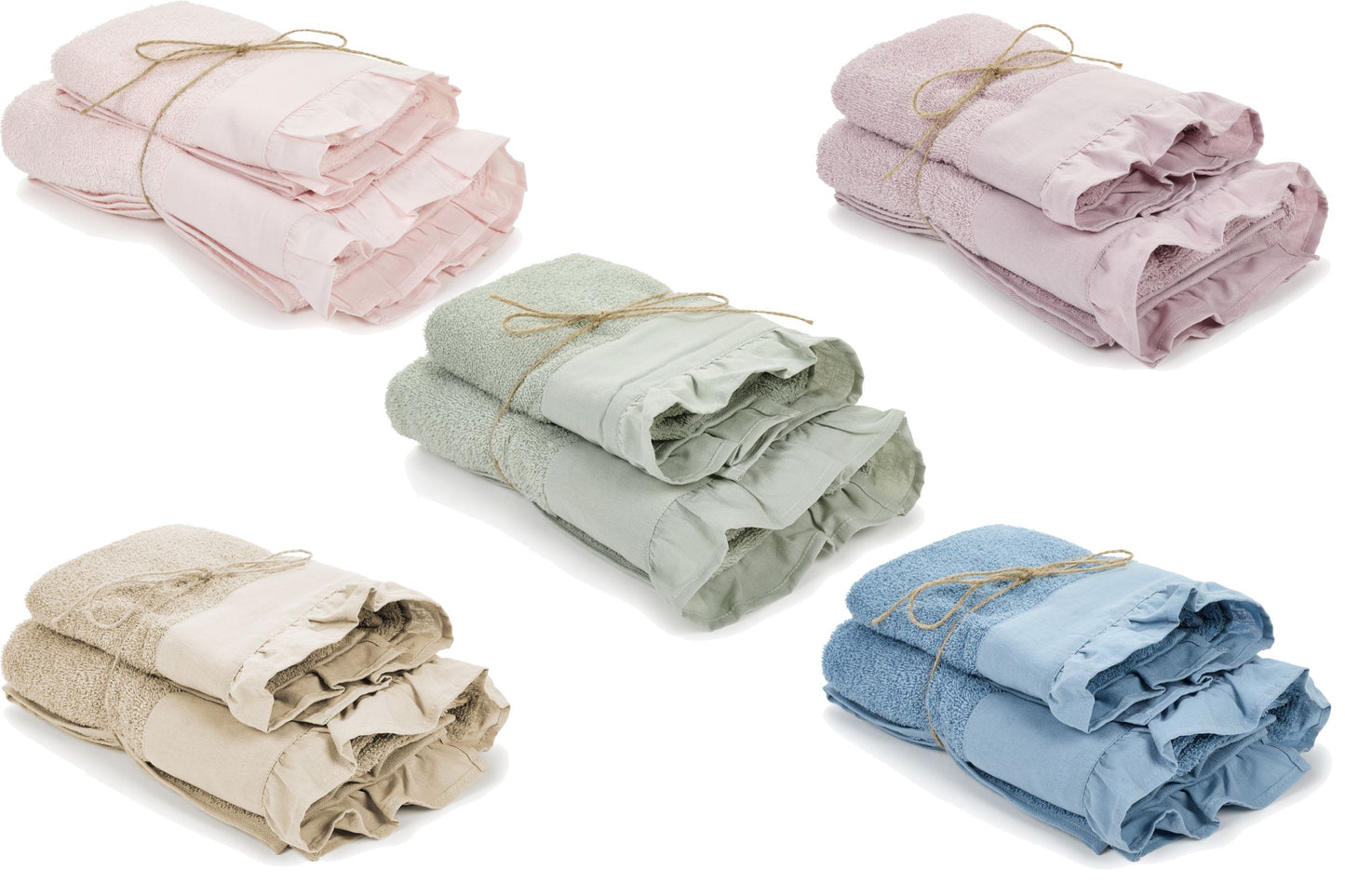 COPPIA ASCIUGMANI VISO + OSPITE - NUVOLE DI STOFFA