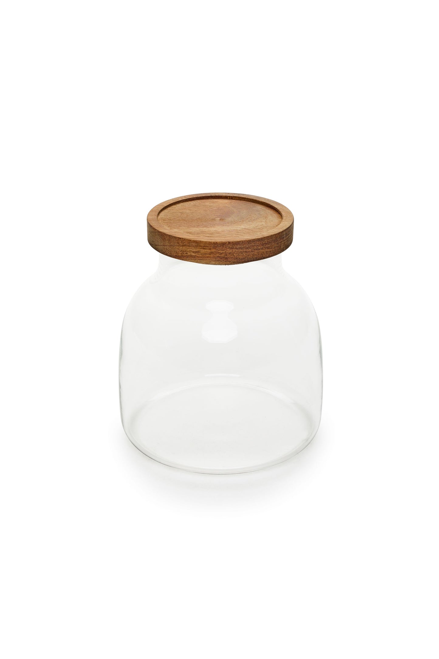 BARATTOLO IN VETRO CON TAPPO IN ACACIA - NUVOLE DI STOFFA