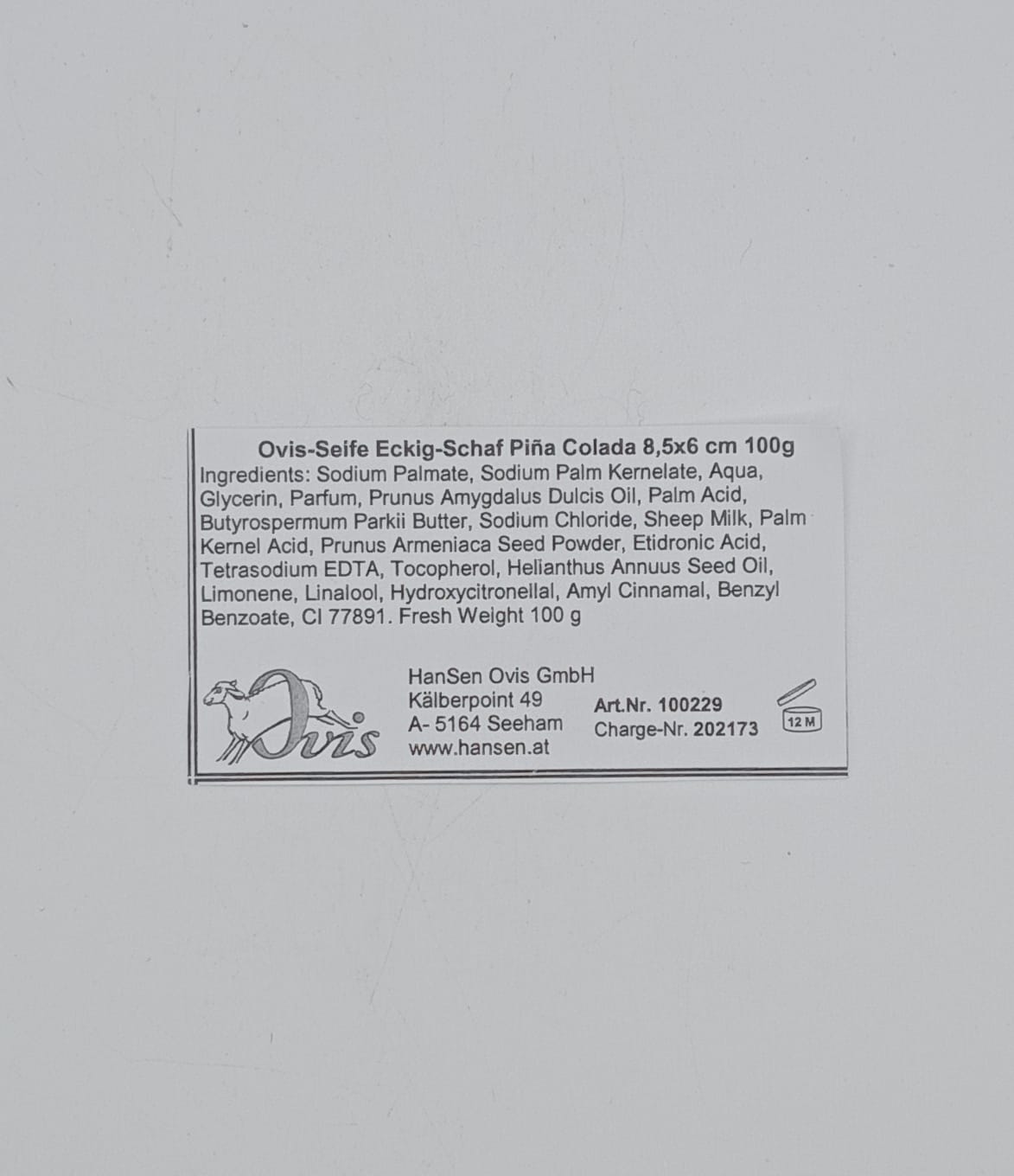 SAPONE NATURALE - OVIS - PINA COLADA