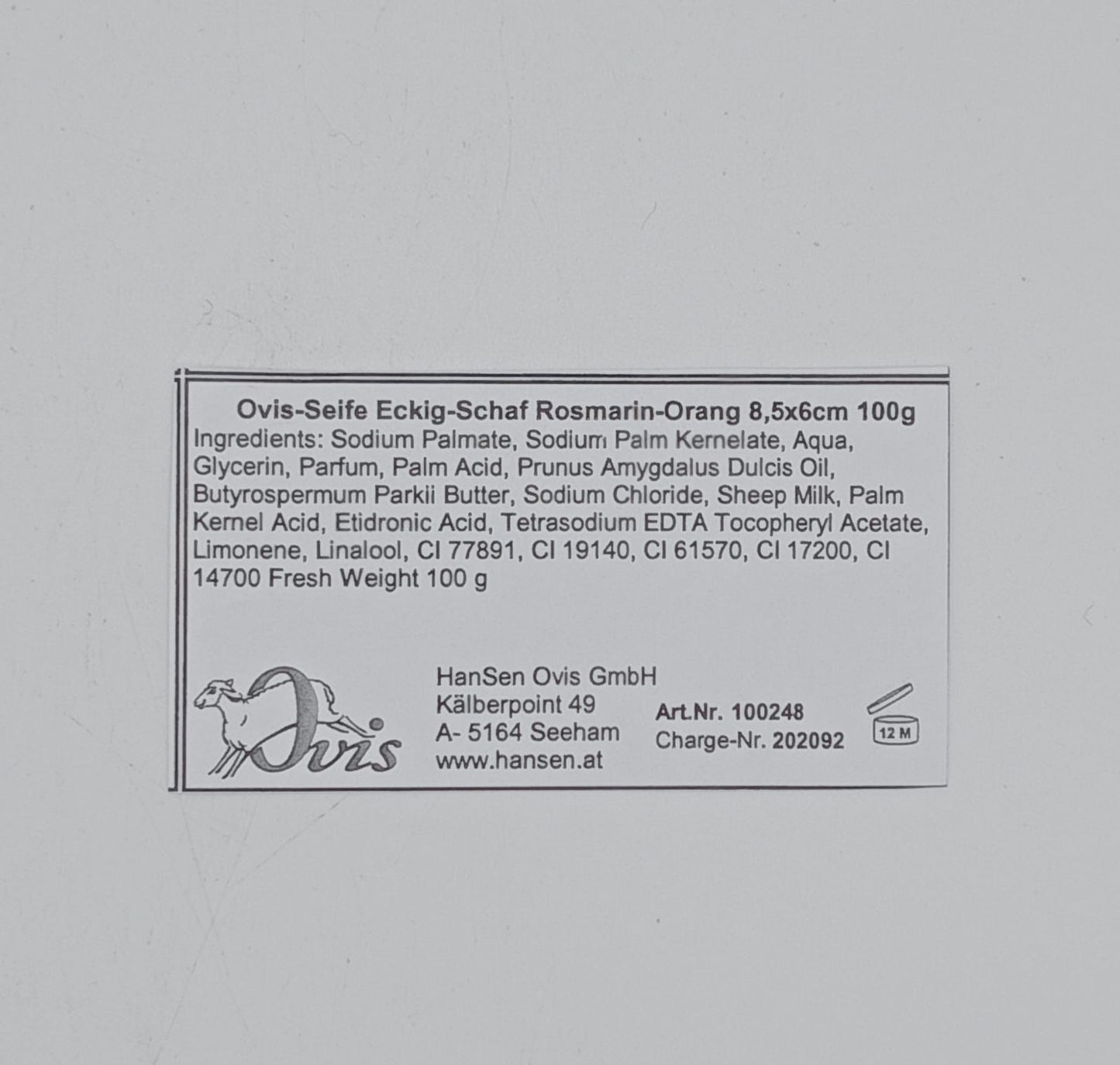 SAPONE NATURALE - OVIS - ARANCIA E ROSMARINO