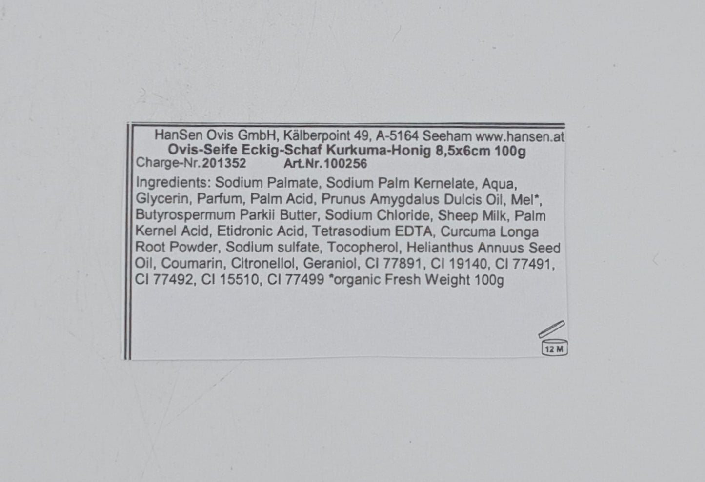 SAPONE NATURALE - OVIS- CURCUMA E MIELE