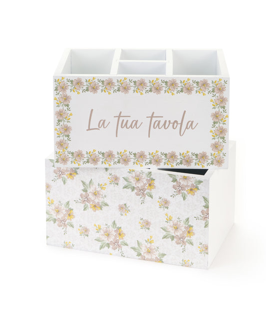 PORTA POSATE IN LEGNO CLARISSA - Nuvole di Stoffa