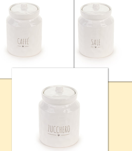 SET 3 BARATTOLI CAFFE' ZUCCHERO SALE - DOLOMITE- Nuvole di Stoffa