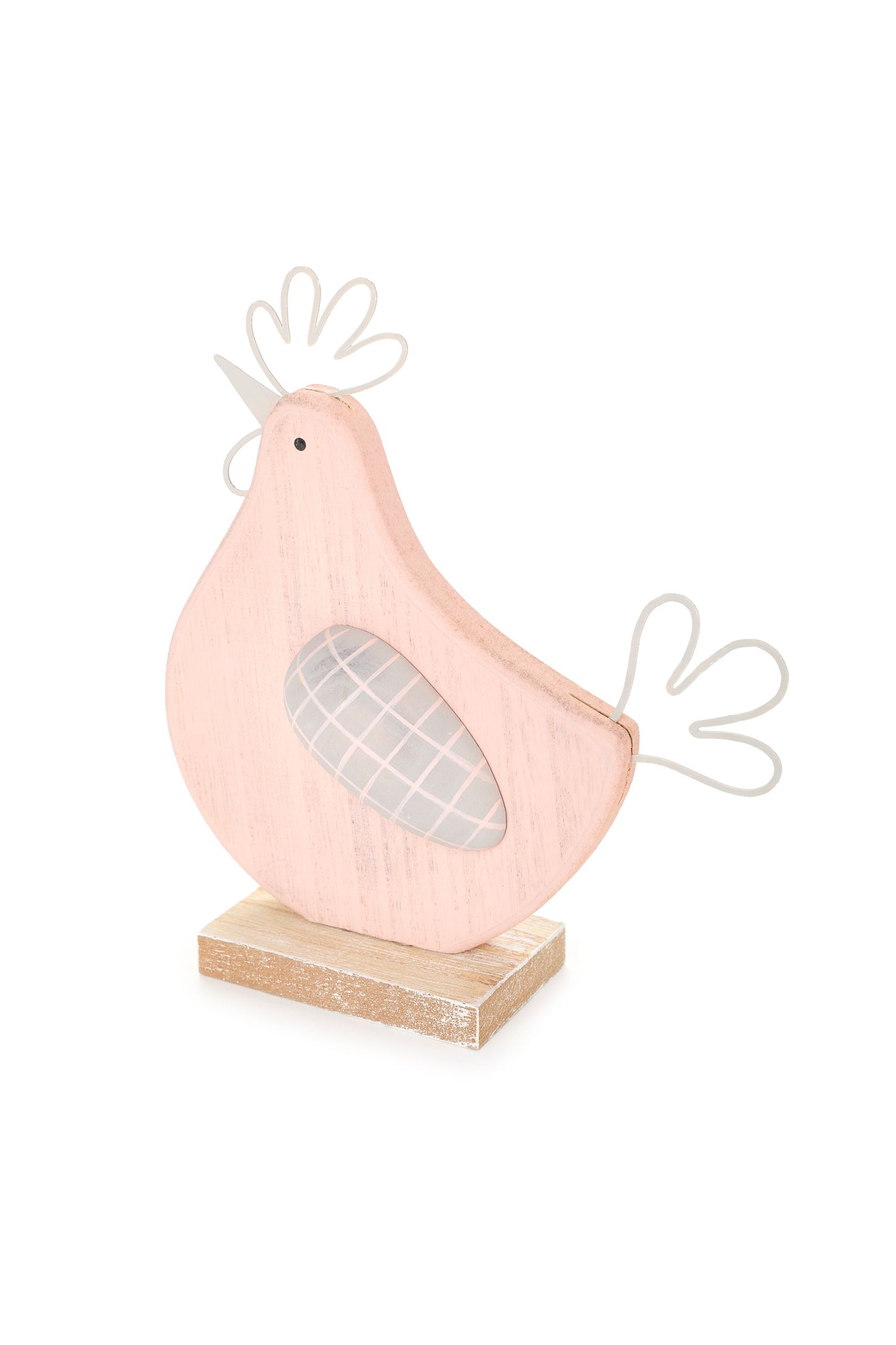 SET DUE GALLINE IN LEGNO DECORATIVE - NUVOLE DI STOFFA