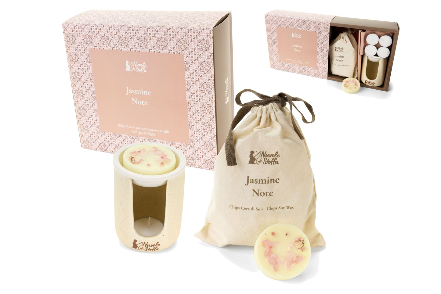 SET CHIP DI CERA E BRUCIATORE JASMIN NOTE - NUVOLE DI STOFFA